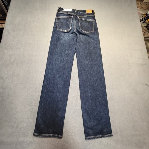 NWT American Eagle Outfitters Jeans Womens 4 Blue Slim Straight Distressed Denim - Picture 10 of 11