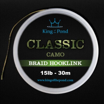 KING OF THE POND Carp Braid Hooklink Camo oder Dark Green - 30m Spule, Karpfenrigs, Karpfenangeln