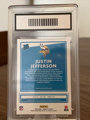 2020 Donruss #313 Justin Jefferson Rated Rookie - PRESS PROOF - Gem Mint 10 - Picture 2 of 2