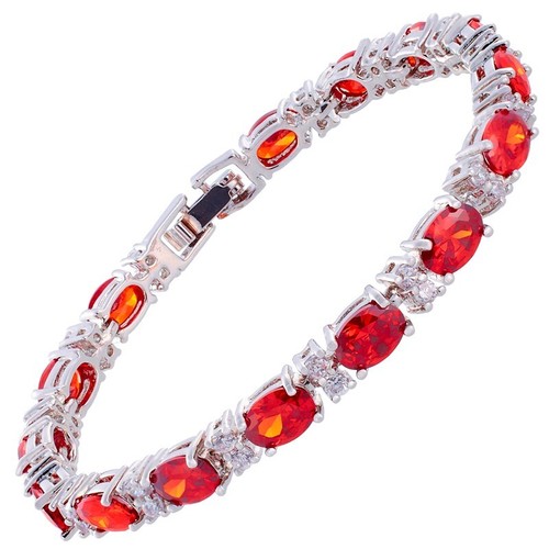 White or Yellow Gold GF Sapphire & Created Diamond Tennis Bracelet CRUISE BOXED - Picture 15 of 23