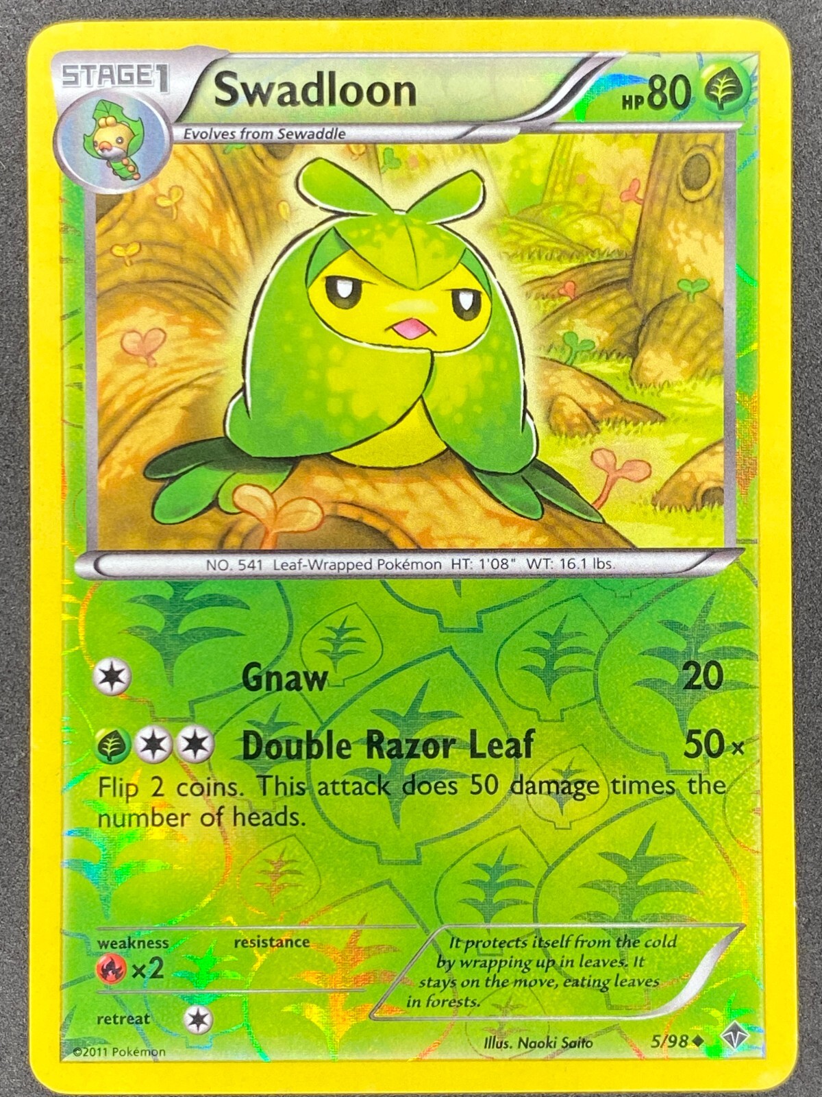 Pokémon Swadloon Reverse Holo 5/98 EPO Emerging Powers LP
