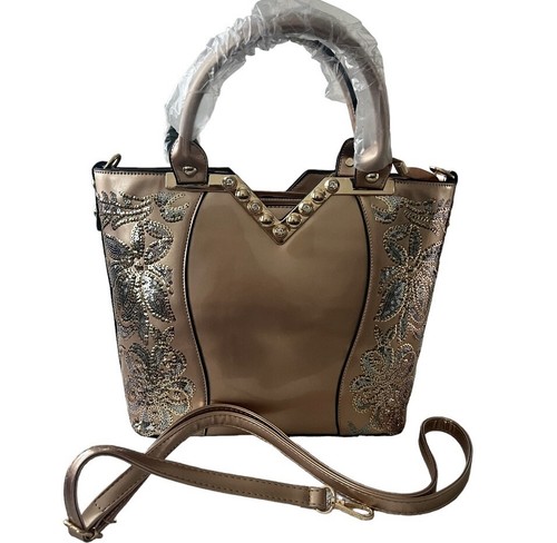 Bolso bandolera para mujer con lentejuelas blando dorado mediano con cremallera - Imagen 3 de 8