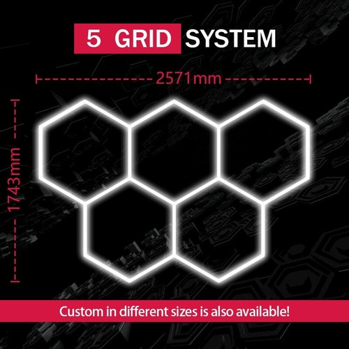 Hexagon LED Light For Workshop Gym High Quality 6500K 5 Hex Honeycomb Lighting - Picture 2 of 12