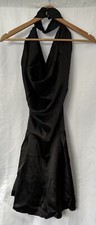 Black Satin Cowl Neck Playsuit Size 6 Sleeveless Polyester