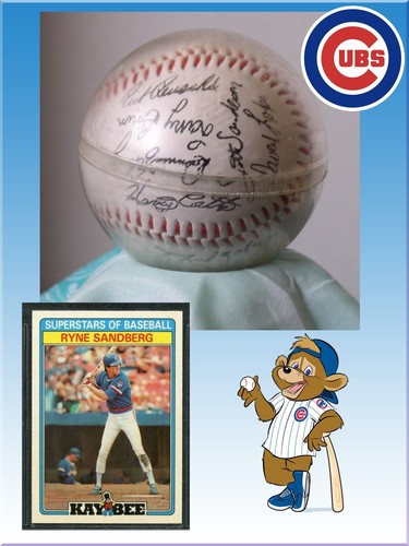 1987 CHICAGO CUBS BASEBALL TEAM SIGNIERTER BASEBALL IN KUNSTSTOFFABDECKUNG - Bild 3 von 12