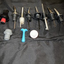 Lot of 11 Wine Liquor Spirit Pourer Flow Bottle Spout Stopper