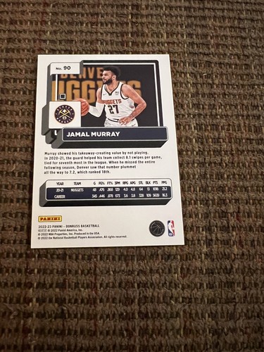 JAMAL MURRAY 2022-23 Panini Donruss Green Laser HOLO FOIL SP Denver Nuggets # 90 - Picture 2 of 2