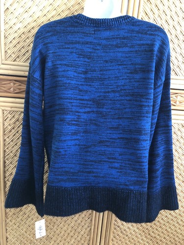 Style &Co Women's Pullover Sweater Blue & Black Bell Sleeves PS *See Notes Size - Picture 3 of 4