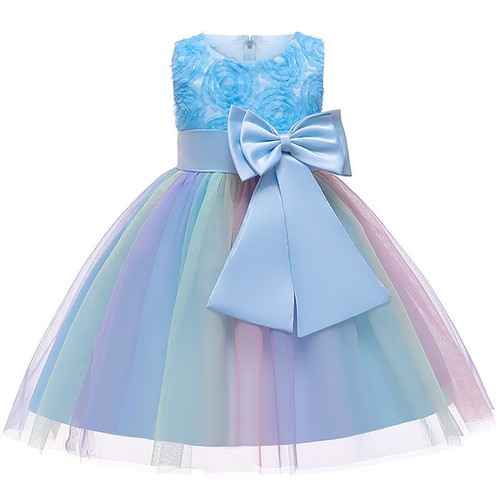 Girls Bridesmaid Dress Baby Flower Kids Party Rose Bow Wedding Dresses Princess - Picture 19 of 38