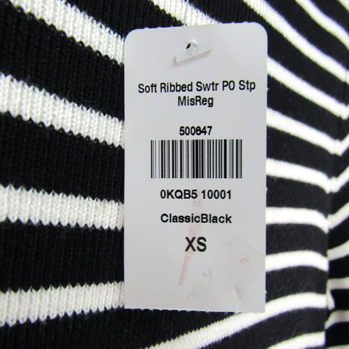 LL Bean Soft Ribbed Sweater Black White Stripe Pima Cotton Blend Size XS New Tag - Picture 5 of 10