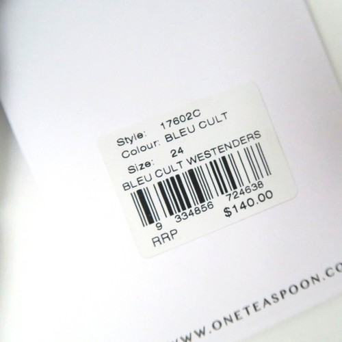 $140 One Teaspoon Westenders Distressed & Raw Hem Jeans BLEU CULT Size 24 NWT - Picture 4 of 10