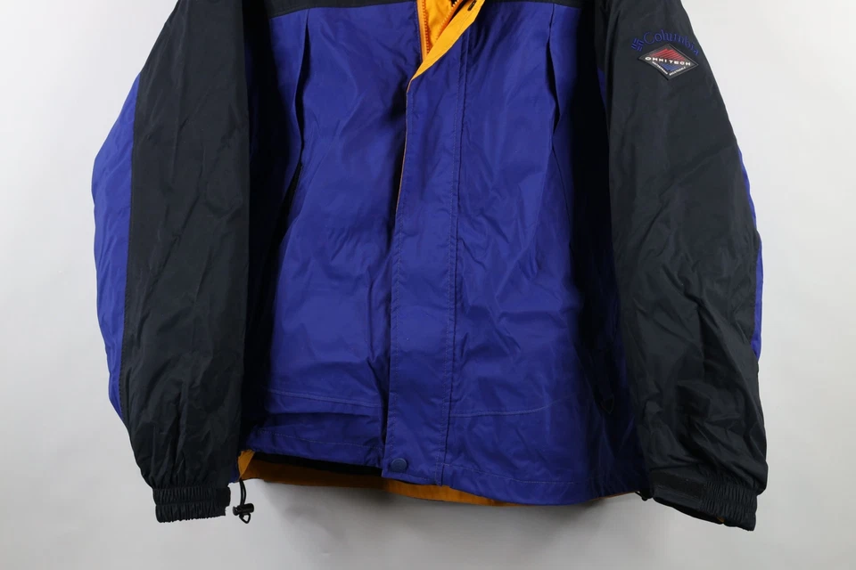 Vintage 90s Columbia Mens Large Spell Out 2 In 1 Winter Hooded Jacket Coat Blue - Image 3 of 4