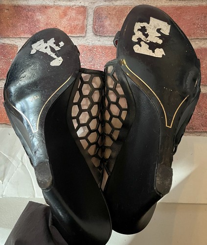 CHARLES JOURDAN PARIS BROWN LEATHER HONEYCOMB MESH WEDGE HEELS LENNOX 10M - Picture 8 of 9