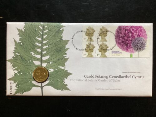 GB 1999 Botanic Garden of Wales Booklet Pane £1 Coin FDC, Carmarthen Pmk (K658)