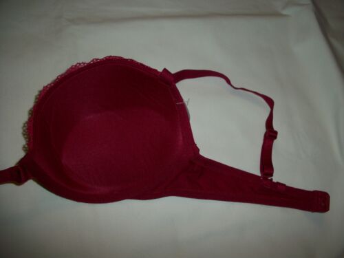 LILY OF FRANCE ADJ. LACE PUSH UP UNDERWIRE BRA SIZE 36B STYLE #2175725 RED COLOR - Picture 5 of 6
