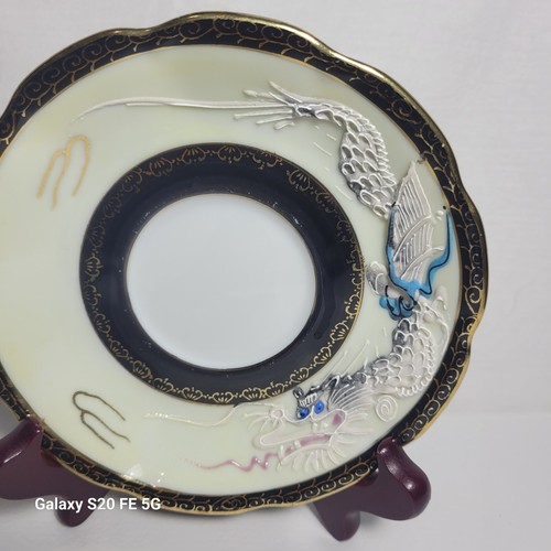 Vintage Shafford Tea Cup Saucer Hand Painted Raised Oriental Dragon Moriage - Picture 3 of 14
