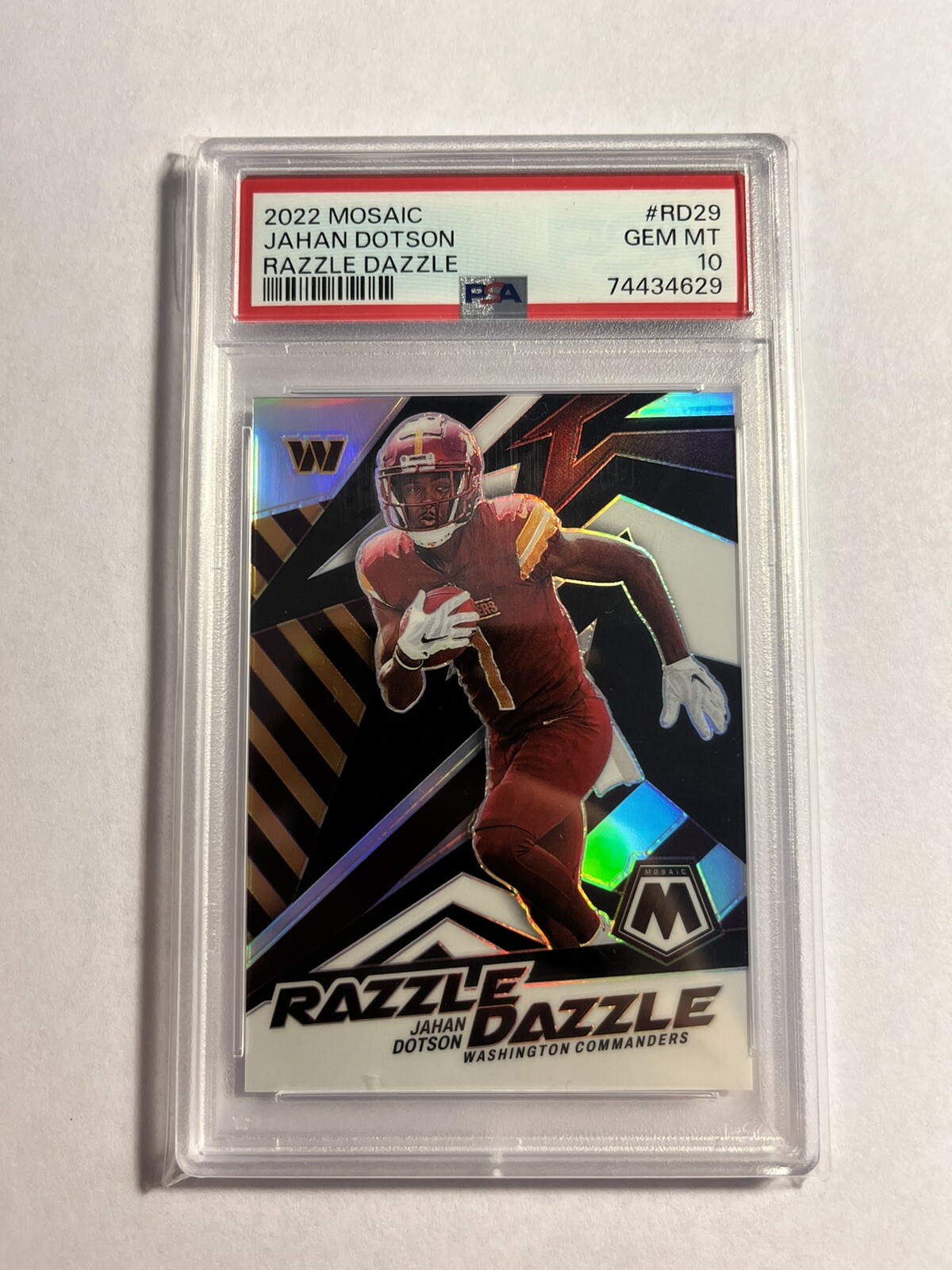 2022 Mosaic Rookie RAZZLE DAZZLE #RD-29 Jahan Dotson RC SSP Case Hit PSA 10