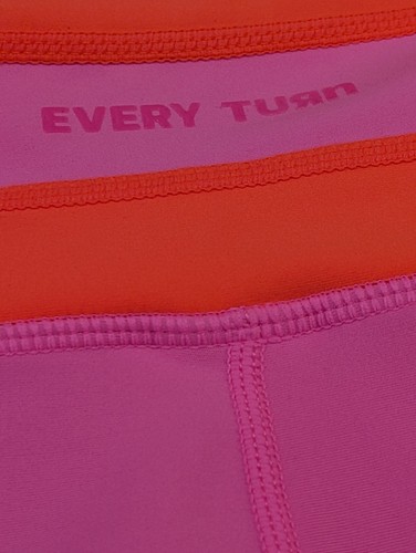 Every Turn High Waisted Shorts Orange Pink Pockets Dance Gymnastics Athleisure - Picture 3 of 4