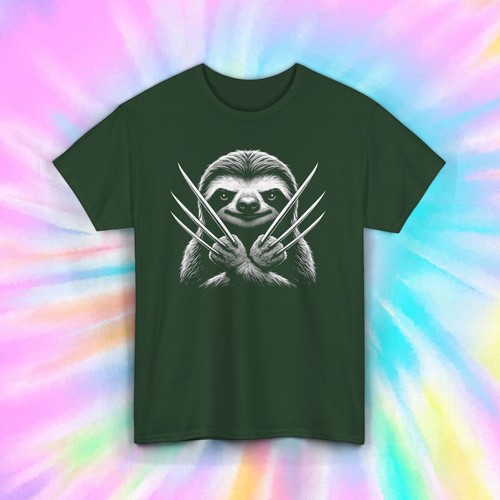 Sloth Wolverine T-Shirt | Funny Animal Mashup Tee | Cool Graphic Humor - Picture 3 of 8