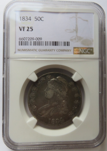 1834 Capped Bust Half Dollar .50c NGC VF-25 Eye Appeal Toning - Picture 2 of 4