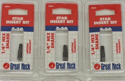 Broca de inserción de estrella de vástago hexagonal de 3 grandes mástiles de 1/4 pulgadas T30 - tratada térmicamente - Imagen 1 de 4