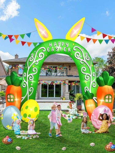 12FT Easter Inflatables Outdoor Decorations Carrot Colorful Eggs Rabbit Ears Arc - Picture 7 of 7