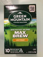 GREEN MOUNTAIN COFFEE ROASTERS BREAKFAST BLEND MAX BREW LIGHT ROAST KCUPS 10CT