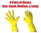 6Pk Arm & Hammer Household Cleaning Gloves Dishwasher Waterproof No Slip Yellow