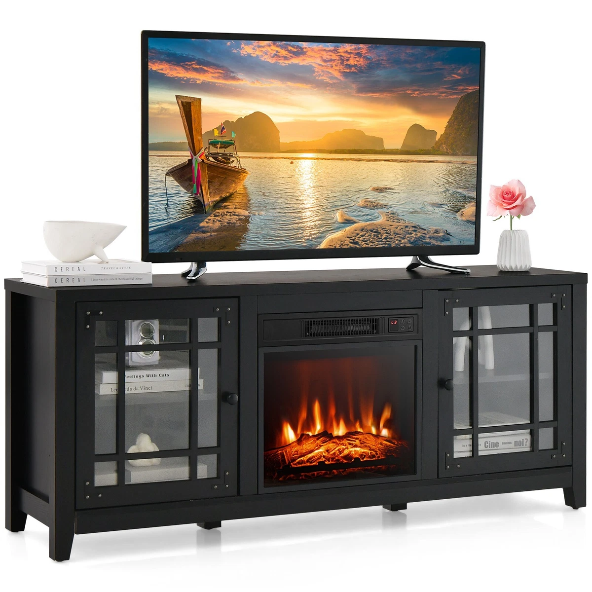Tv stand 2024 65 inch fireplace