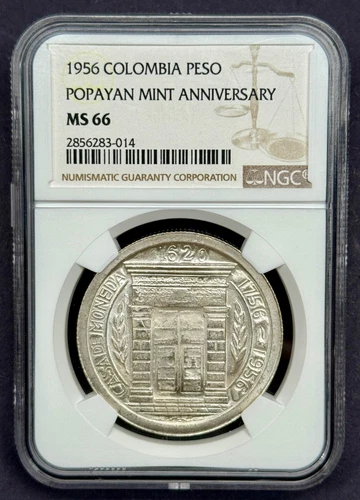 Colombia - 1 Peso - Popayan Mint Anniversary (1956) NGC MS 66