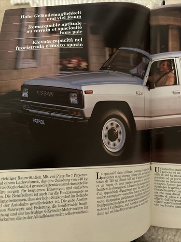 Folleto de información de ventas de autos Nissan Patrol 4x4 1984 de Suiza - Imagen 3 de 4