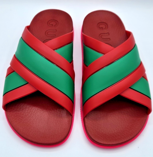 Gucci Women's Rubber Web Striped Slides Sandals EU38 US8 - Picture 7 of 13