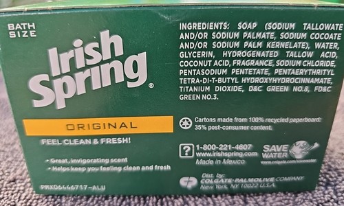 NEW Irish Spring Bar Soap Original 1 Box Deodorant Protection 3.7oz - Picture 3 of 5