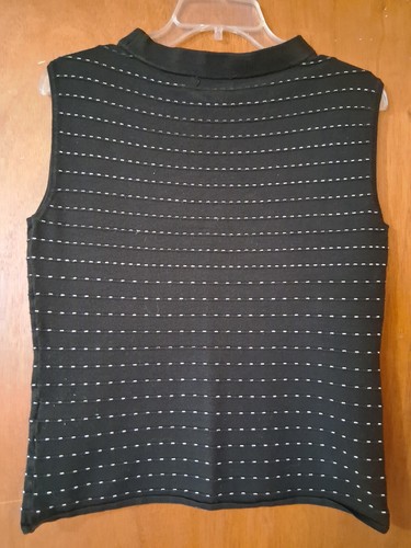 New York & Company 7th Ave. Sleeveless Knit Striped Black Casual Top Size M - Picture 5 of 8