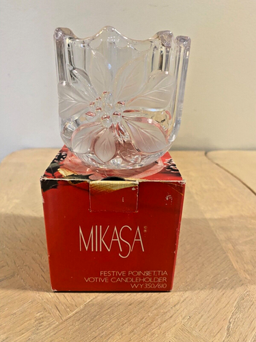 Vintage Mikasa Poinsettia Votice Candle Holder in Original Box