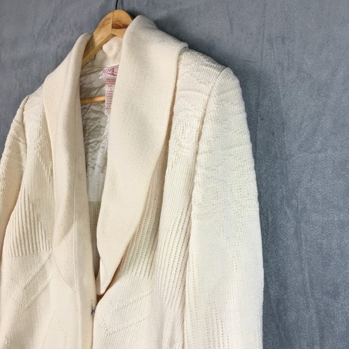 Vintage Chacok Lambswool & Acrylic Ivory Knit Cardigan Made in France Size T 2 - Picture 3 of 19