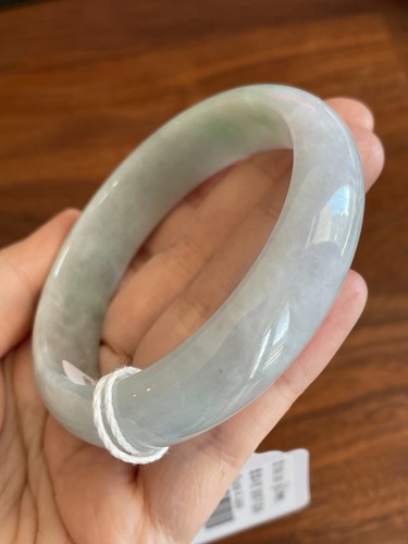纯天然玉镯Untreated Genuine Grade A Jade Bangle Jadeite Bracelet 純天然翡翠A貨手鐲 60 Mm - Picture 4 of 6