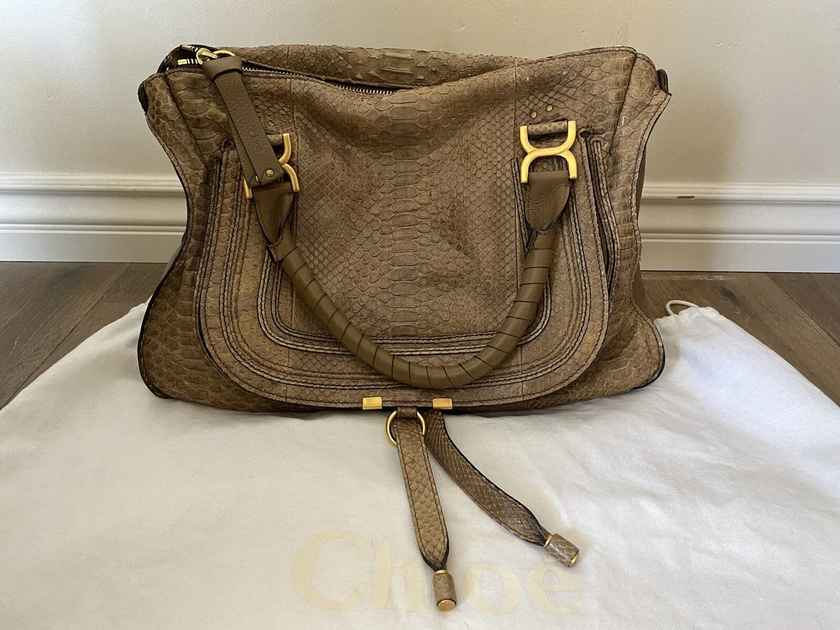 Chloe Marcie Satchel Bag in Taupe