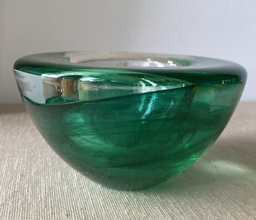 Kosta Boda Art Glass Atoll Votive Holder Green Swirls Anna Ehrner EUC - Picture 4 of 11