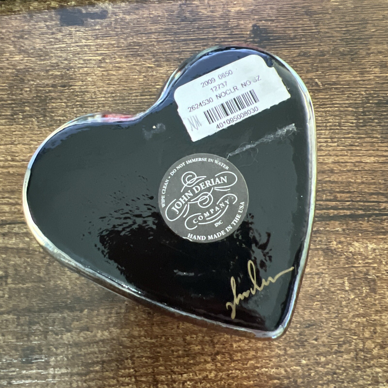 JOHN DERIAN Rose Garland Heart Charm Paperweight Handmade Signed