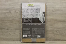 Basic Prints Tablecloth 60x84 Oblong White and Green Leave Print Fall