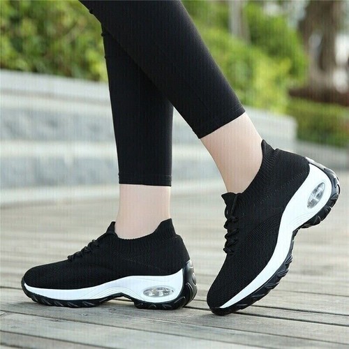 Womens Breathable Running Shoes Sport Walking Tennis Slip on Casual Sneakers - Foto 5 di 35