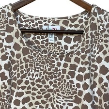 Top Femme D & Co Taille L - Imprimé Animalier, Encolure Cowl, Manches 3/4 - Occasion