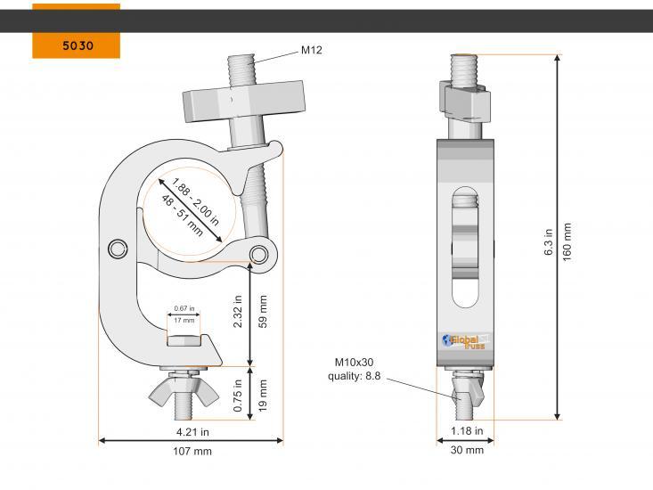 Thumbnail - Global Truss Selflock Super Haken Hook Aufnehmer Clamp 48-51mm Alu Tüv