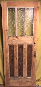 Antique Craftsman 3 Pane Glass 3 Panel Wood Exterior Entry Door