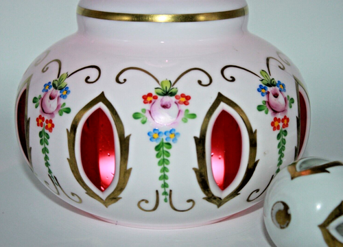 MOSER Bohemian opaline cased cut ruby red decanter CIRCA 1960s - Picture 8 of 14