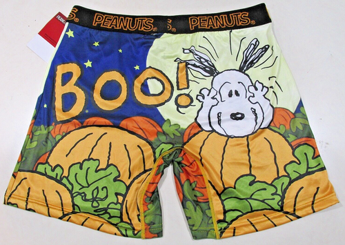 Peanuts Snoopy Halloween Men's Boxer Briefs Pumpkin Patch 'BOO!' Size Large New - Picture 2 of 2