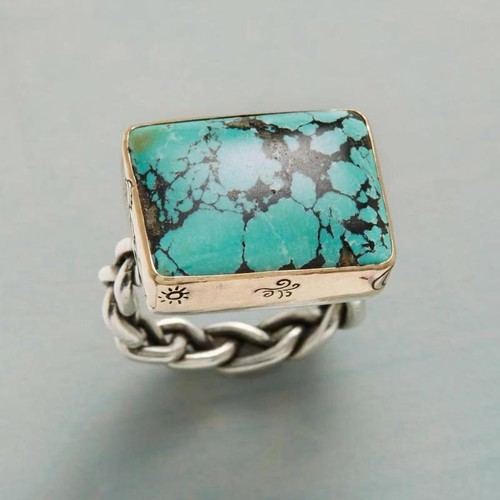 Gift Size 6-10 Vintage Indian Style Gorgeous Blue Turquoise Elegant Fashion - Picture 6 of 16