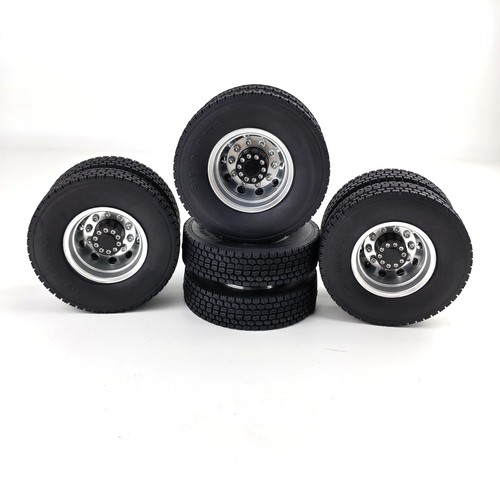 4X CNC Metal Alloy Front/Rear Wheel Hub Rim & Tires For 1/14 Tamiya RC Truck Car - Picture 27 of 43