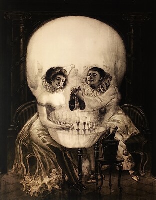 Salvador Dali,  L  amour de Pierrot  Pierrot s Love SKULL  Optical Illusion, New